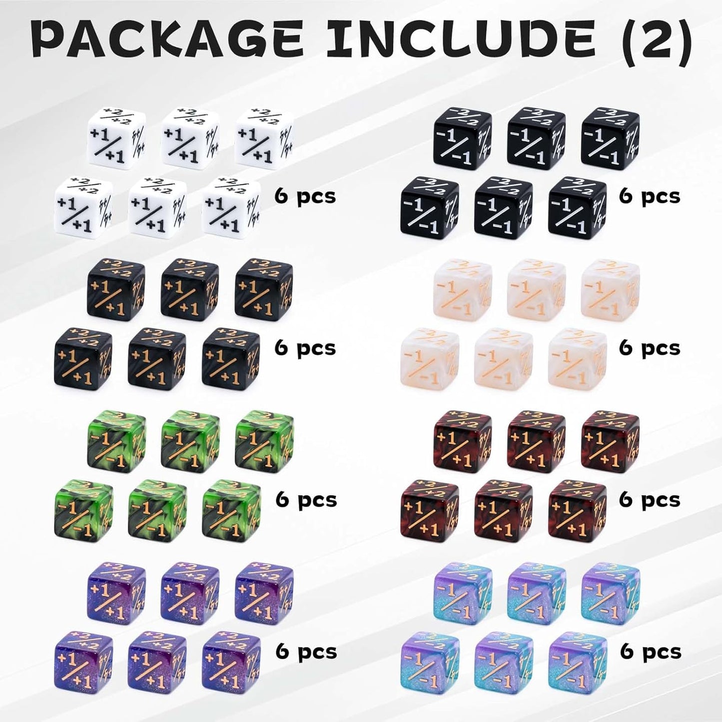Tinzum 78-Piece MTG Dice Counter Set – Life Counters, Keyword & Shield Dice, Spindown D20s