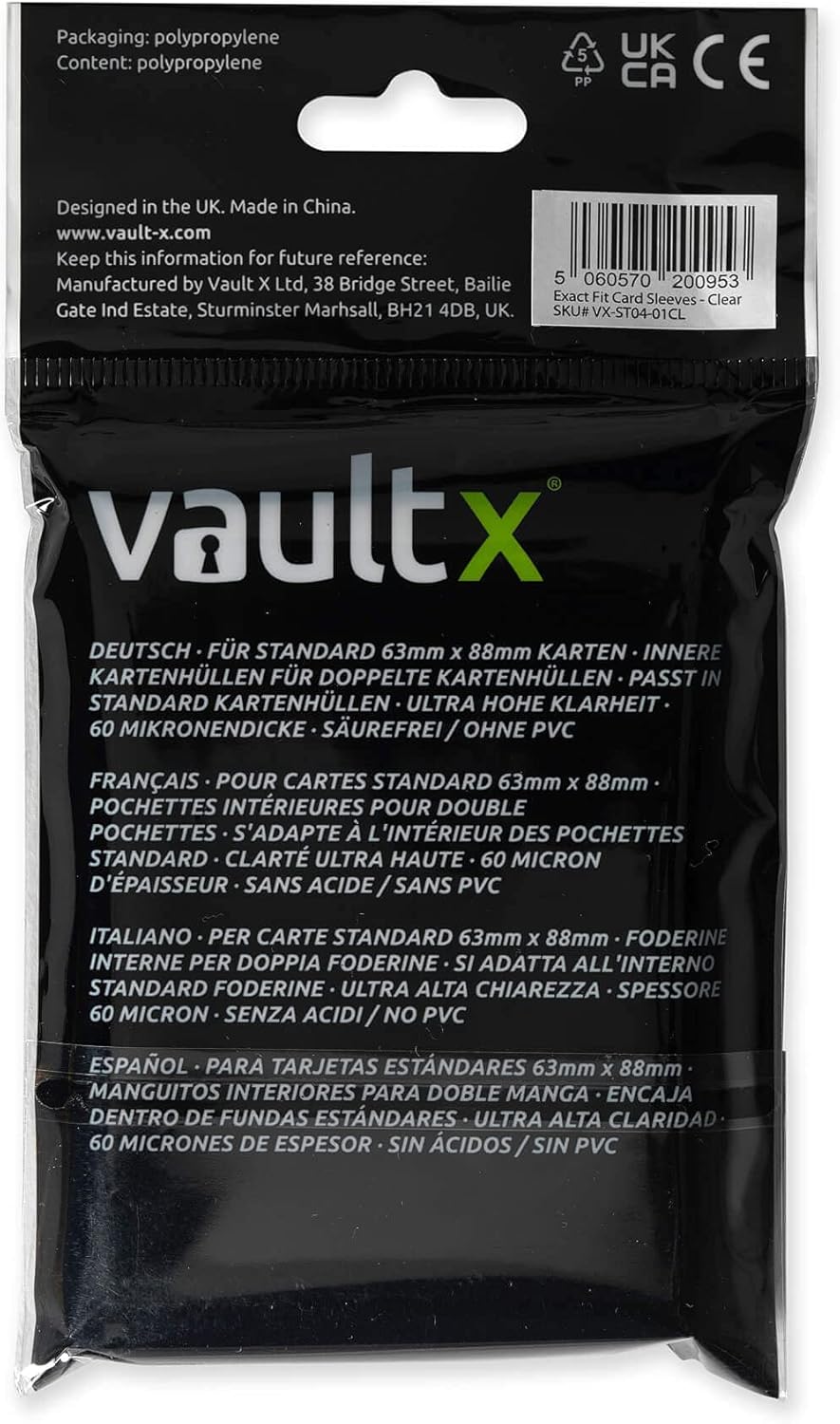 Vault X Exact Fit Inner Sleeves – Clear Standard Card Sleeves (100–500 Count)