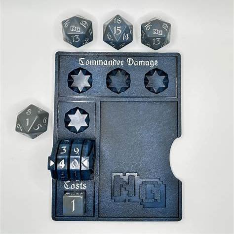 Nerd Gear Commander Essentials Kit – Command Zone Tray, Life Counter, Dice & Tokens for MTG Commander / EDH